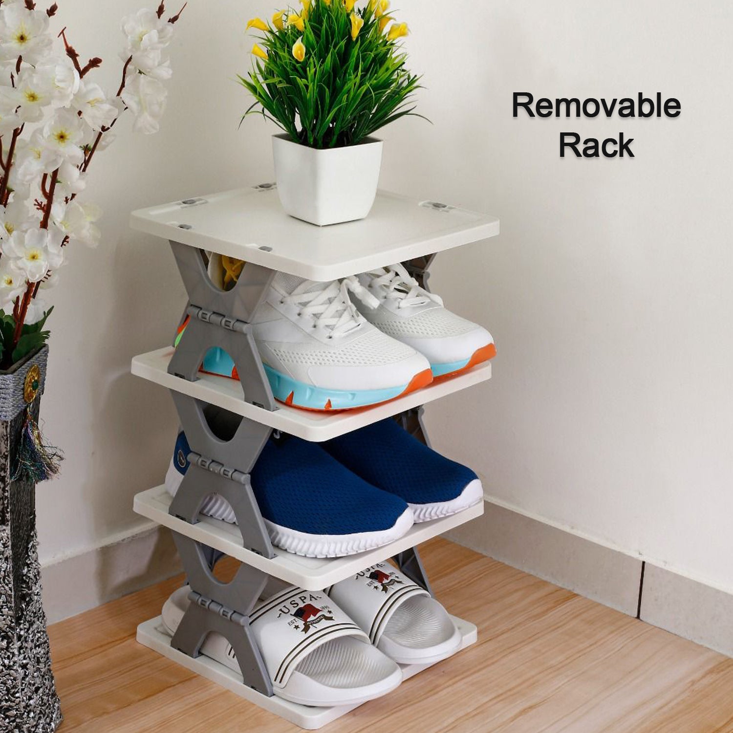 9097 Smart Shoe Rack with 6 Layer Shoes Stand Multifunctional Entryway Foldable & Collapsible Door Shoe Rack Free Standing Heavy Duty Plastic Shoe Shelf Storage Organizer Narrow Footwear Home DeoDap 9097 Smart Shoe Rack with 6 Layer Shoes Stand Multifunctional Entryway Foldable & Collapsible Door Shoe Rack Free Standing Heavy Duty Plastic Shoe Shelf Storage Organizer Narrow Footwear Home DeoDap